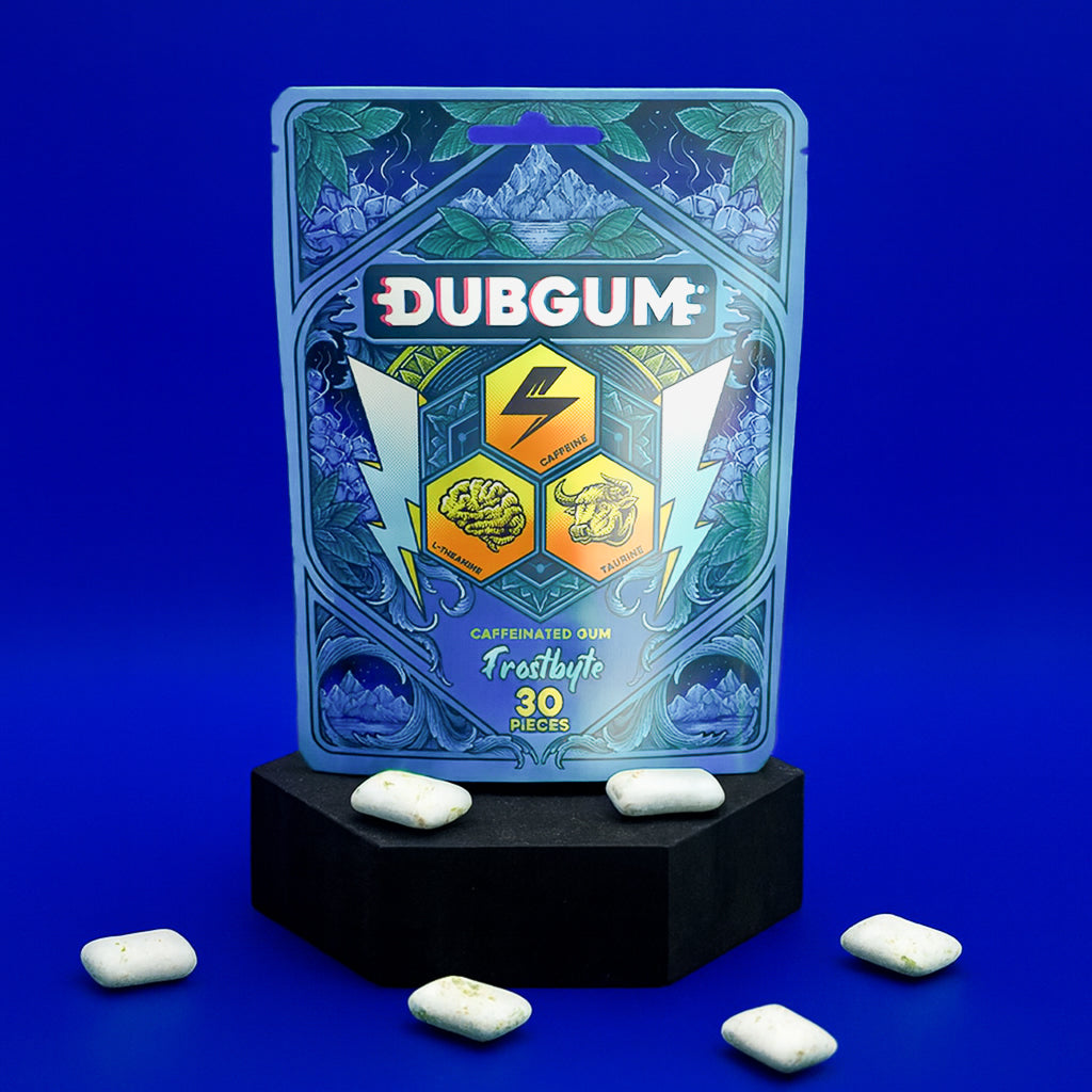 DUBGUM - Frostbyte, Peppermint  | caffeine gum, L-theanine, Taurine, Vitamin B12 and B6, all natural energy boost