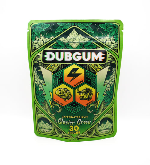 DUBGUM - Glacier Green | Spearmint Flavor, caffeine gum, L-theanine, Taurine, Vitamin B12 and B6, all natural energy boost