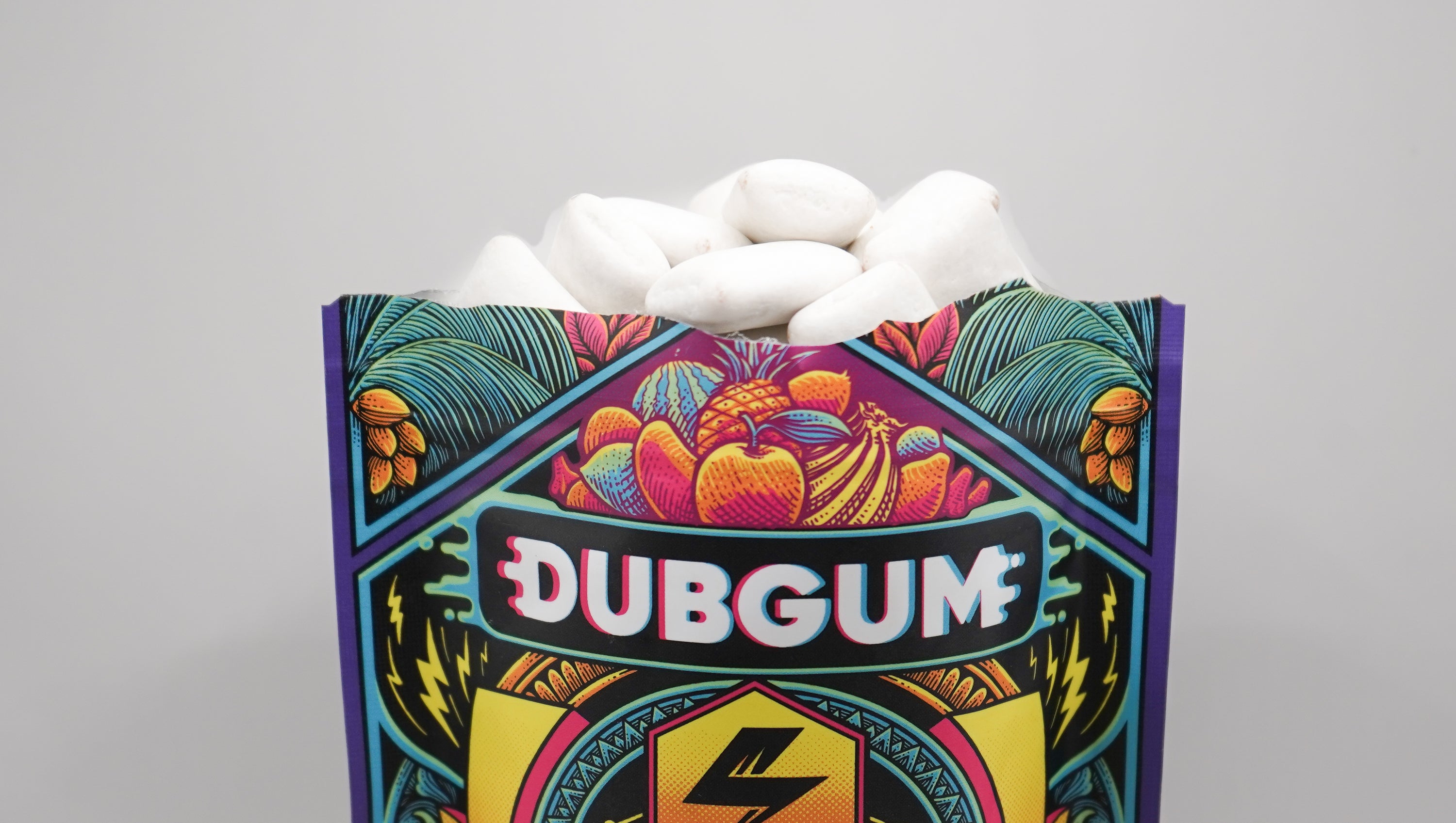DUBGUM - Tropical Fusion 3 pack bundle, caffeine gum, L-theanine, Taurine, Vitamin B12 and B6, Energy boost