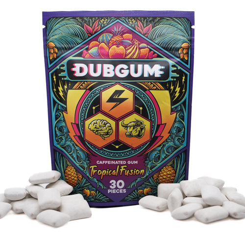 DUBGUM - Tropical Fusion  | Caffeine gum, L-theanine, Taurine, Vitamin B12 and B6, all natural energy boost