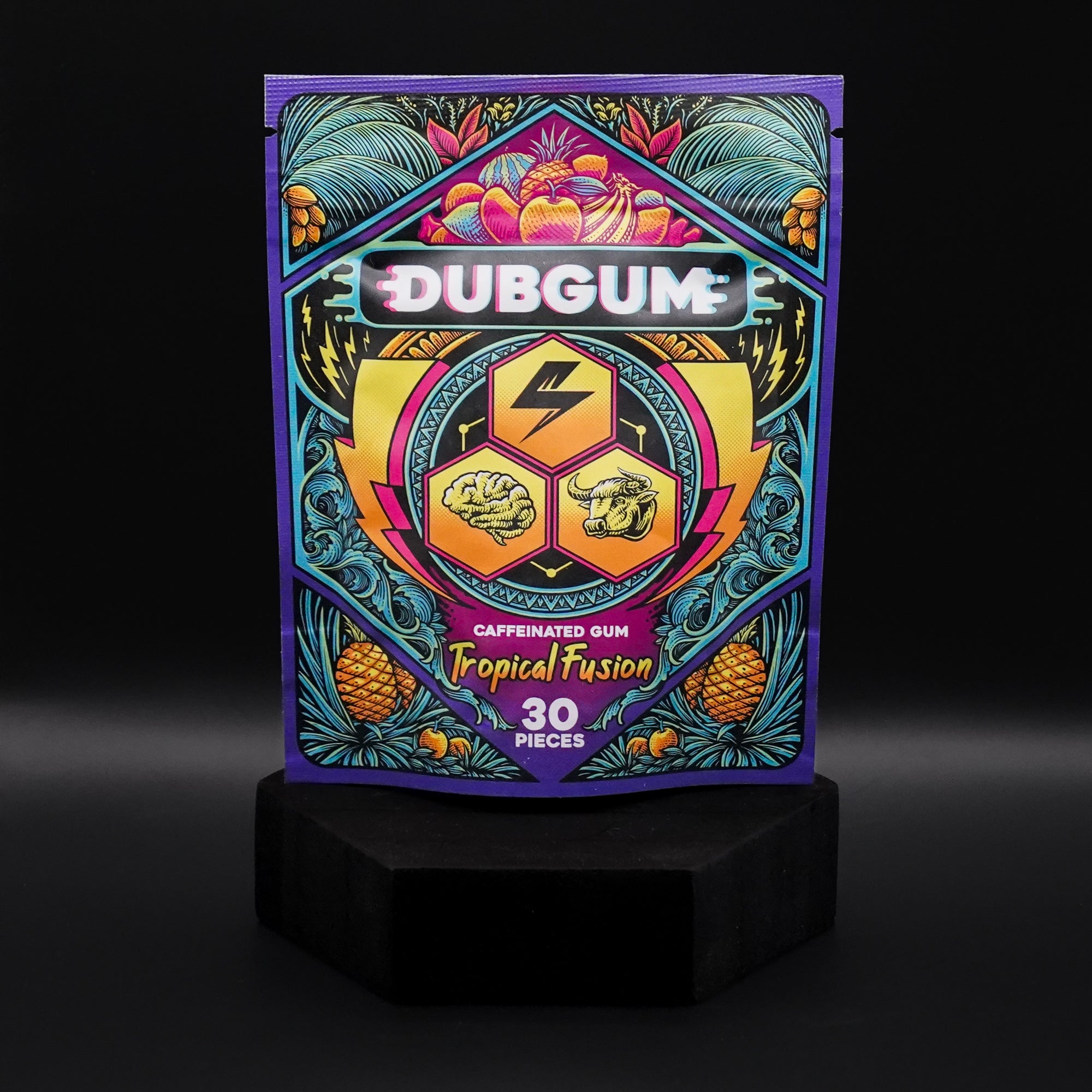 DUBGUM - Tropical Fusion  | Caffeine gum, L-theanine, Taurine, Vitamin B12 and B6, all natural energy boost