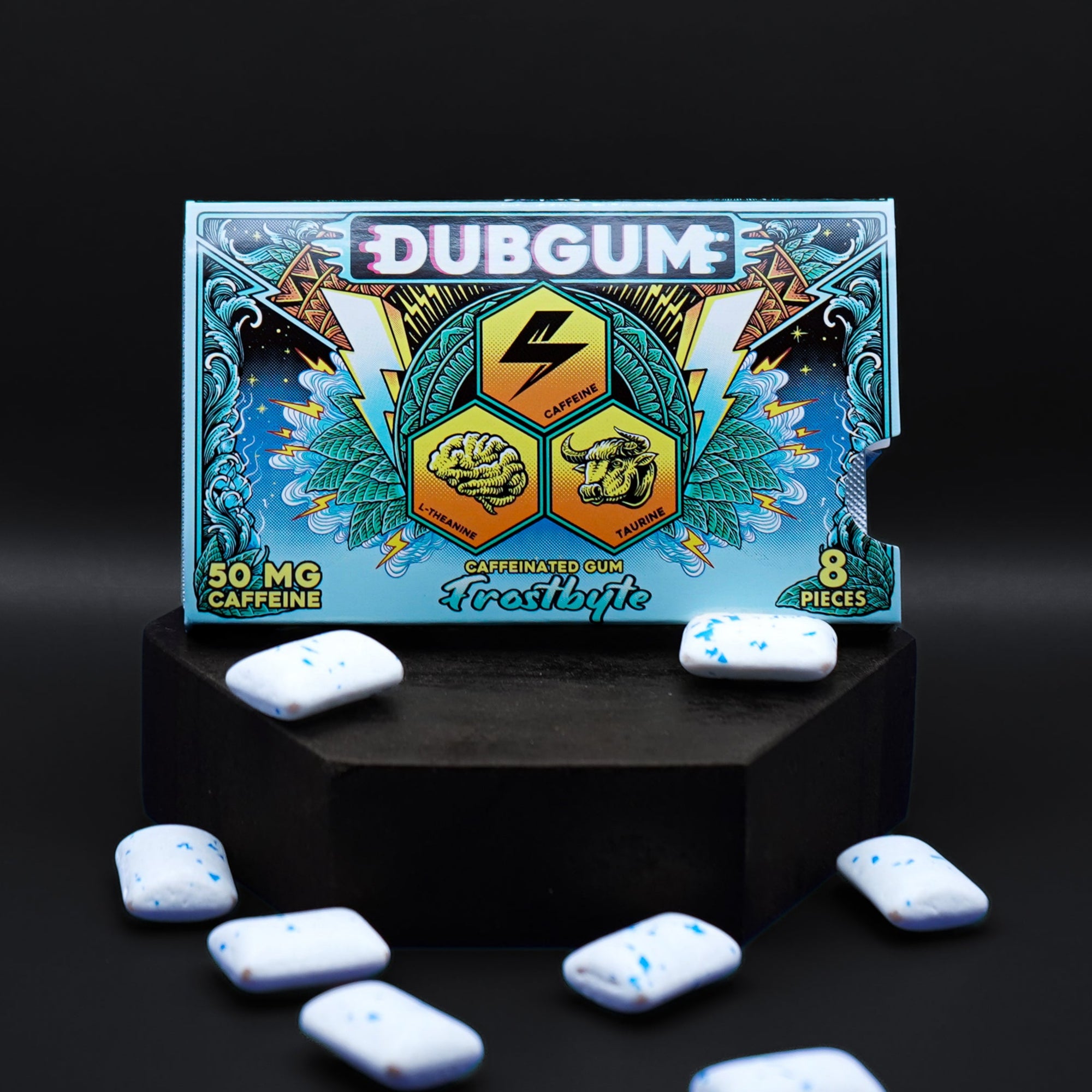 DUBGUM Frostbyte – 3 blister pack, Sugar-Free Caffeinated Gum for Focus & Energy