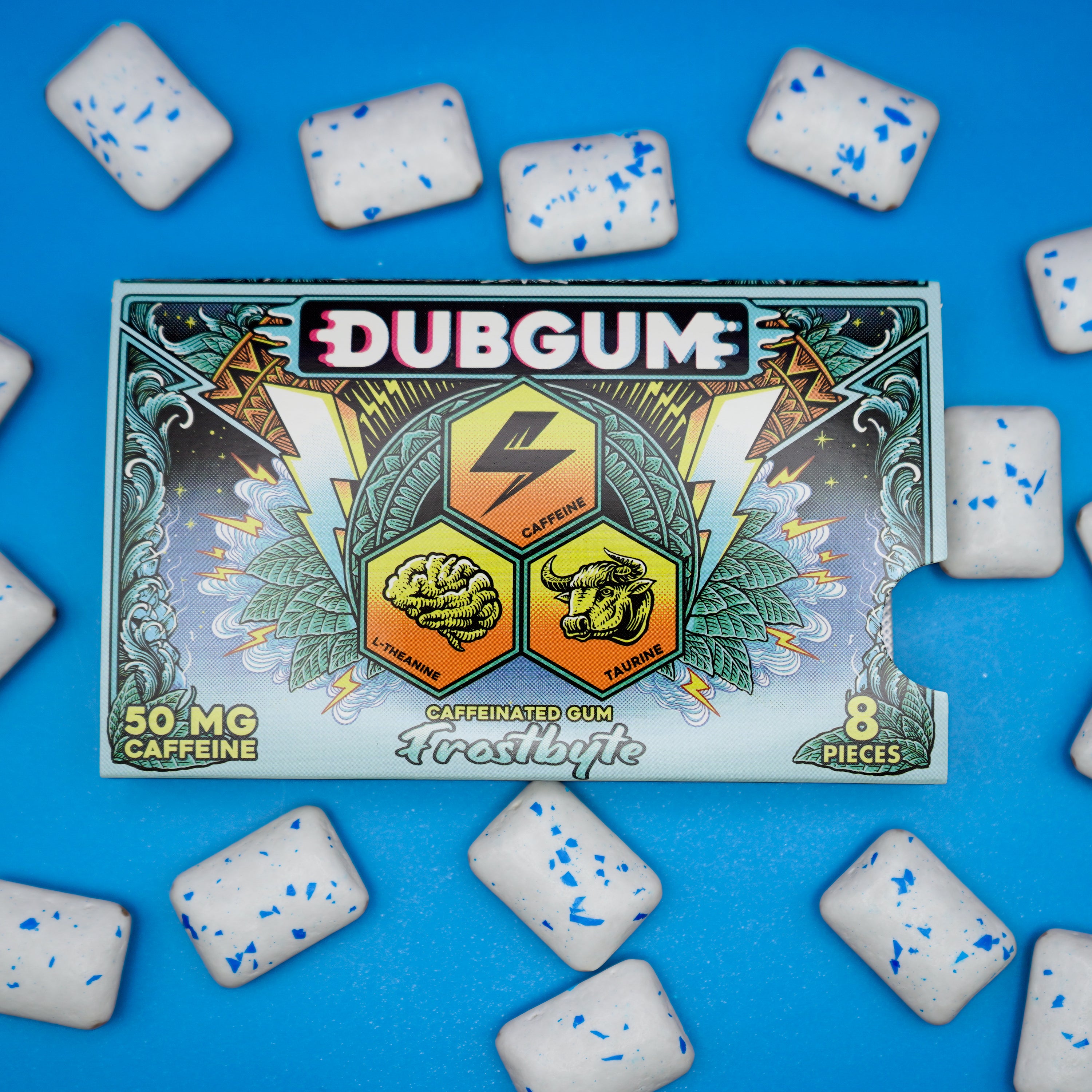 DUBGUM Frostbyte – 3 blister pack, Sugar-Free Caffeinated Gum for Focus & Energy