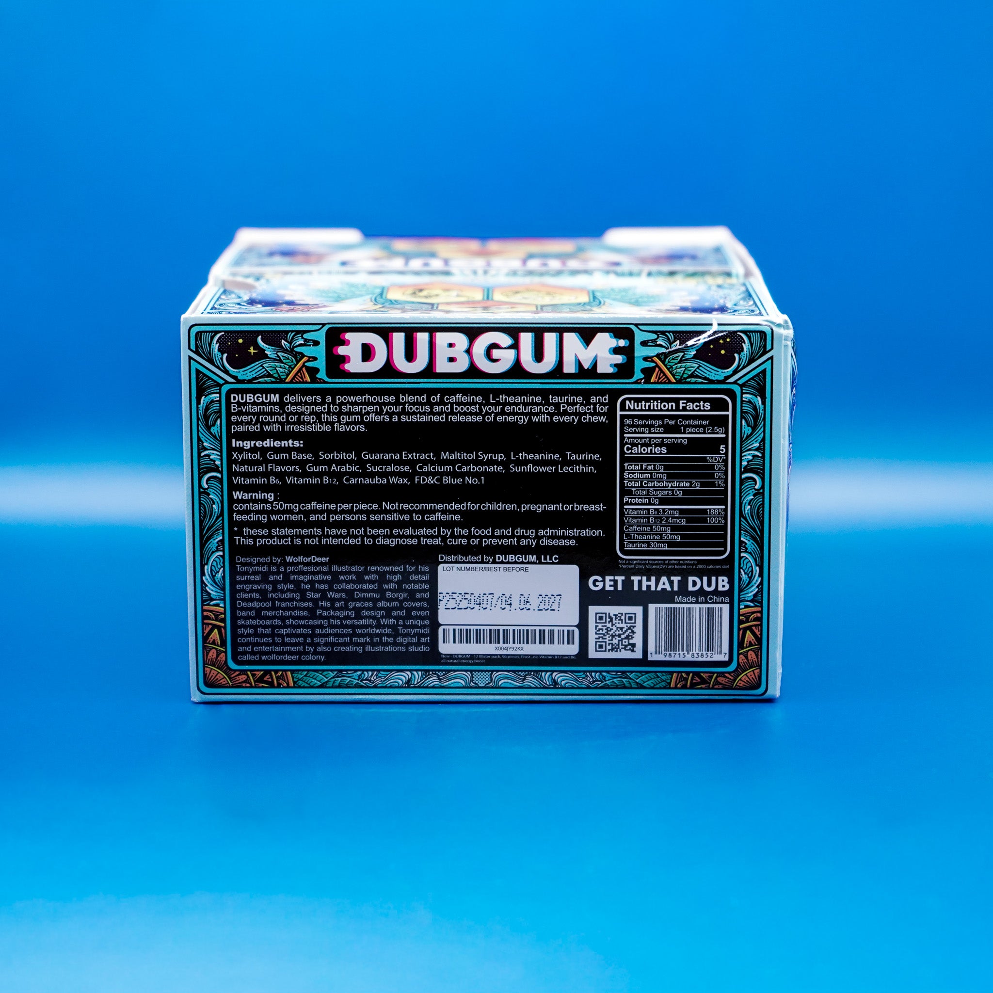 DUBGUM Frostbyte – 12 blister pack, Sugar-Free Caffeinated Gum for Focus & Energy (Copy)