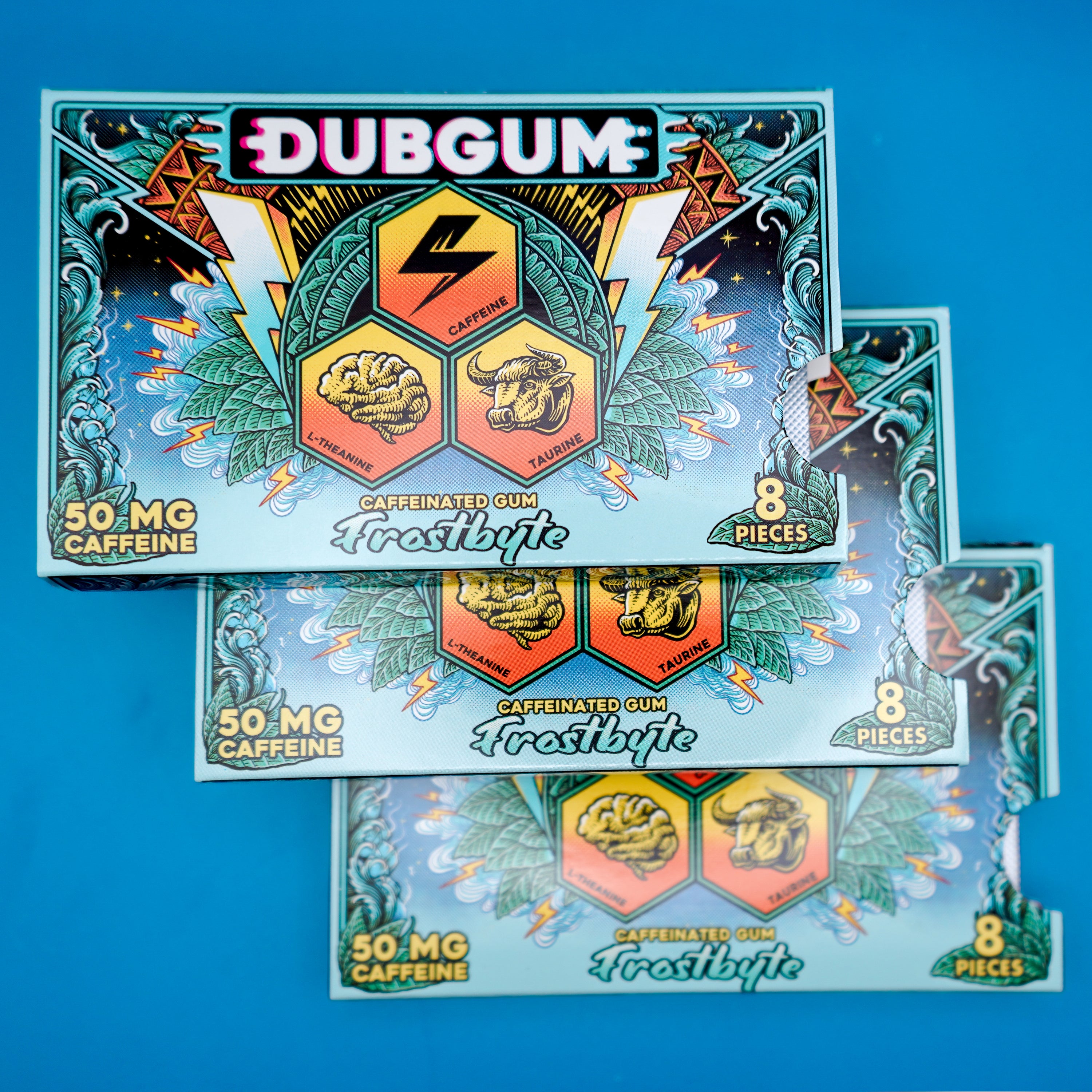 DUBGUM Frostbyte – 3 blister pack, Sugar-Free Caffeinated Gum for Focus & Energy