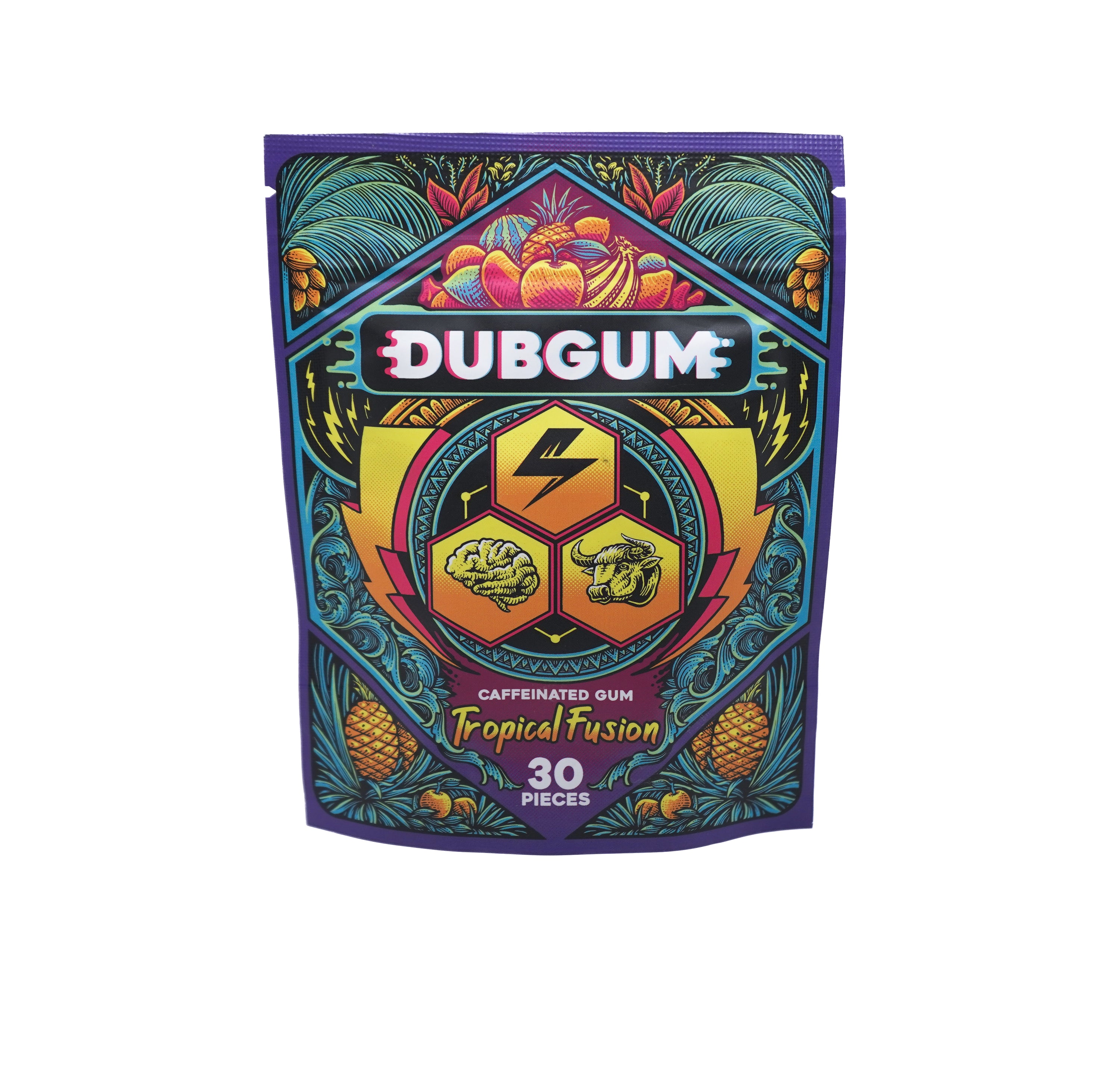 DUBGUM - Tropical Fusion  | Caffeine gum, L-theanine, Taurine, Vitamin B12 and B6, all natural energy boost