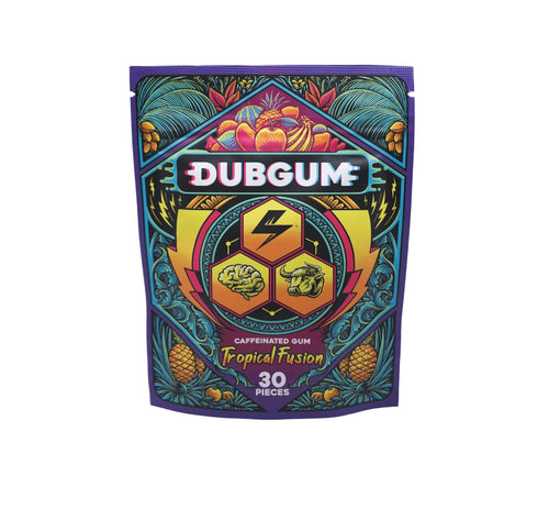 DUBGUM - Tropical Fusion  | Caffeine gum, L-theanine, Taurine, Vitamin B12 and B6, all natural energy boost