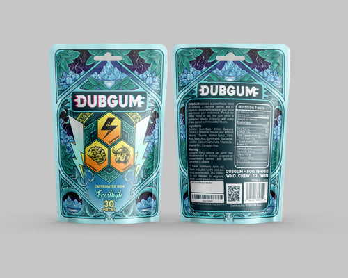 DUBGUM - Frostbyte, Peppermint  | caffeine gum, L-theanine, Taurine, Vitamin B12 and B6, all natural energy boost